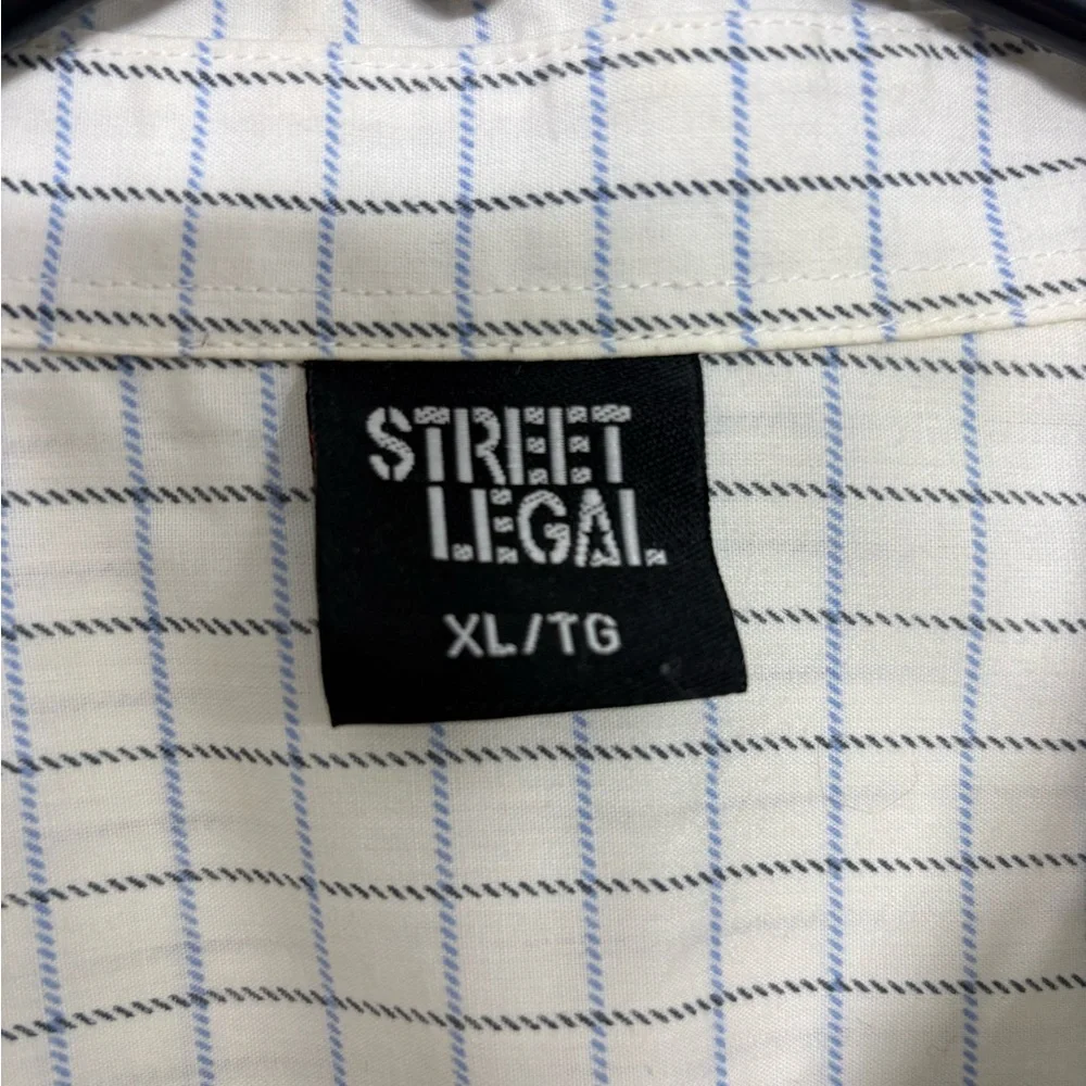 Casual White and Blue Grid Men's Shirt - Picture 2 of 7